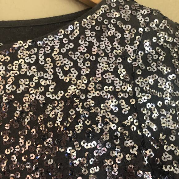 J. Crew Sequin Dark Gray Top Blouse XXS Oversized Holiday Glam NYE Party - Picture 3 of 6